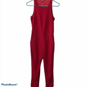 NWT ASOS Red Sexy Jumpsuit Sheer Back Pockets